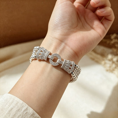 Handgefertigtes Perlen- und Aquamarinarmband