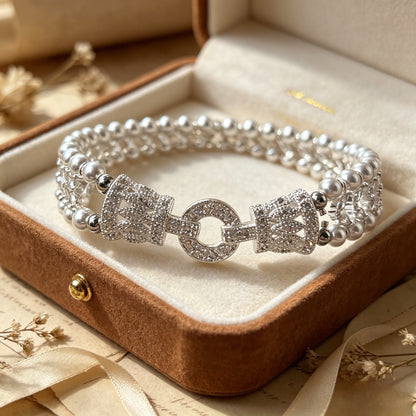Handgefertigtes Perlen- und Aquamarinarmband
