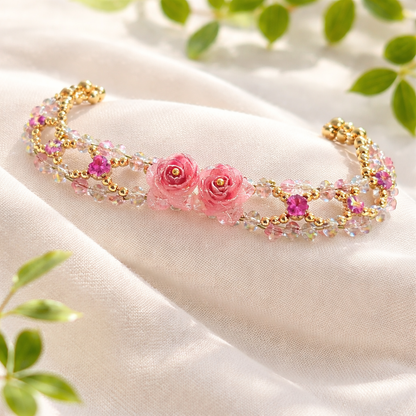 Handgefertigtes Perlen- und Aquamarinarmband