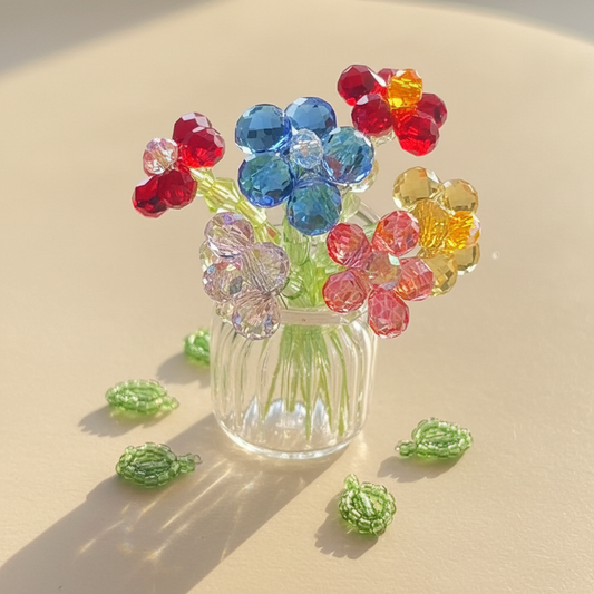 Crystal Bead Flower Bouquet Close-up