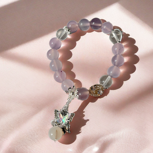 Lila Naturkristall handgefertigtes Armband - Krebs Sternzeichen Serie Custom mit S925 Silber Zubehör