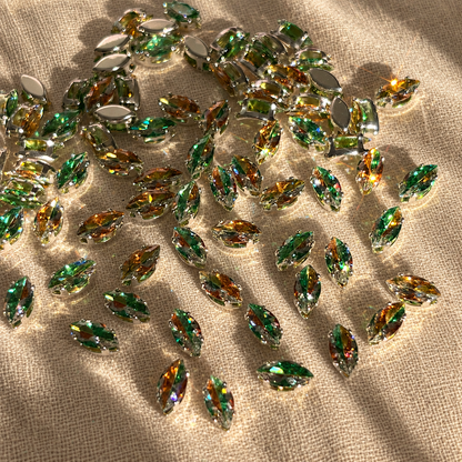 Two-Tone Brown & Green Marquise 5A Cubic Zirconia Beads  4*8mm