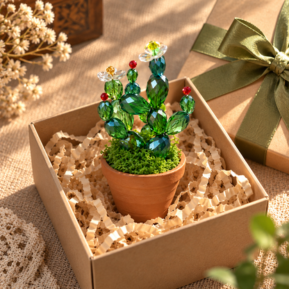DIY Beaded Cactus Kit with Flower Pot Included, Crystal Cactus Potted Plant Craft Kit, Handmade Home Decor Gift