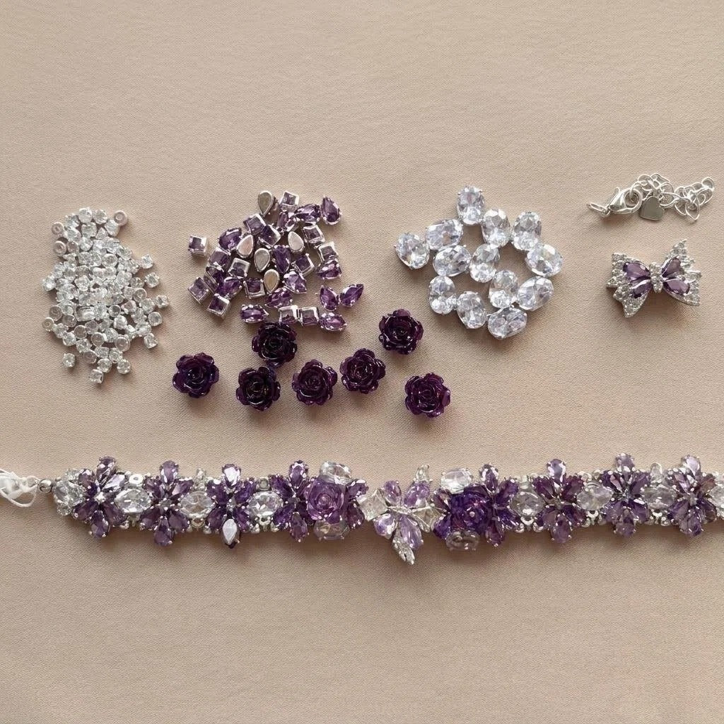 Handgefertigtes Perlen- und Aquamarinarmband