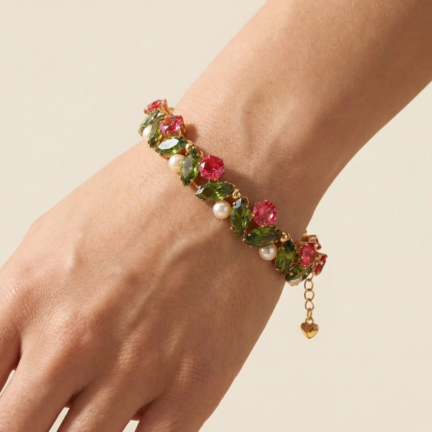 Pulsera de aguamarina y perla hecha a mano