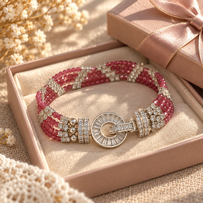 Handgefertigtes Perlen- und Aquamarinarmband