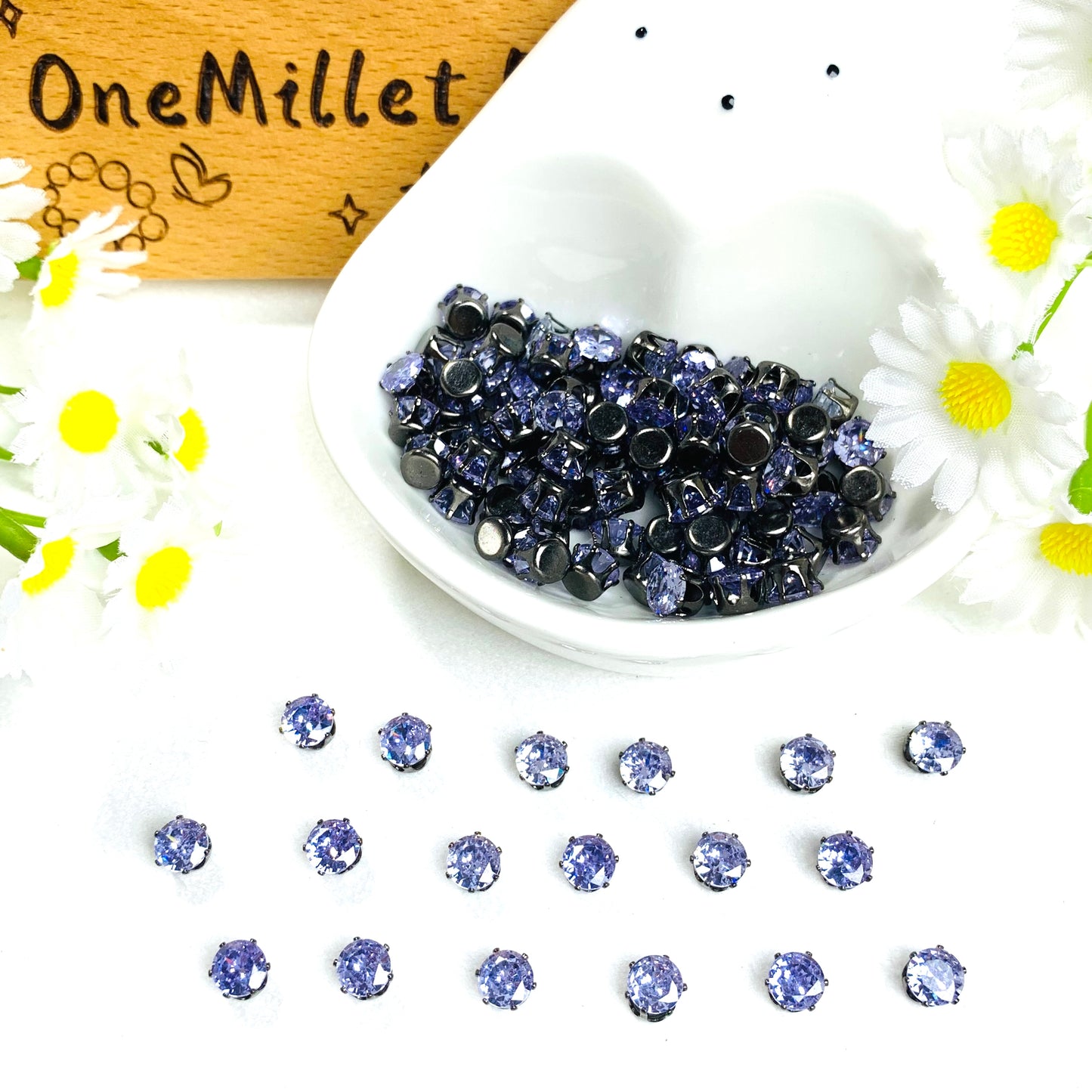 OneMillet Black-Base Round Zirconia Stone 6mm