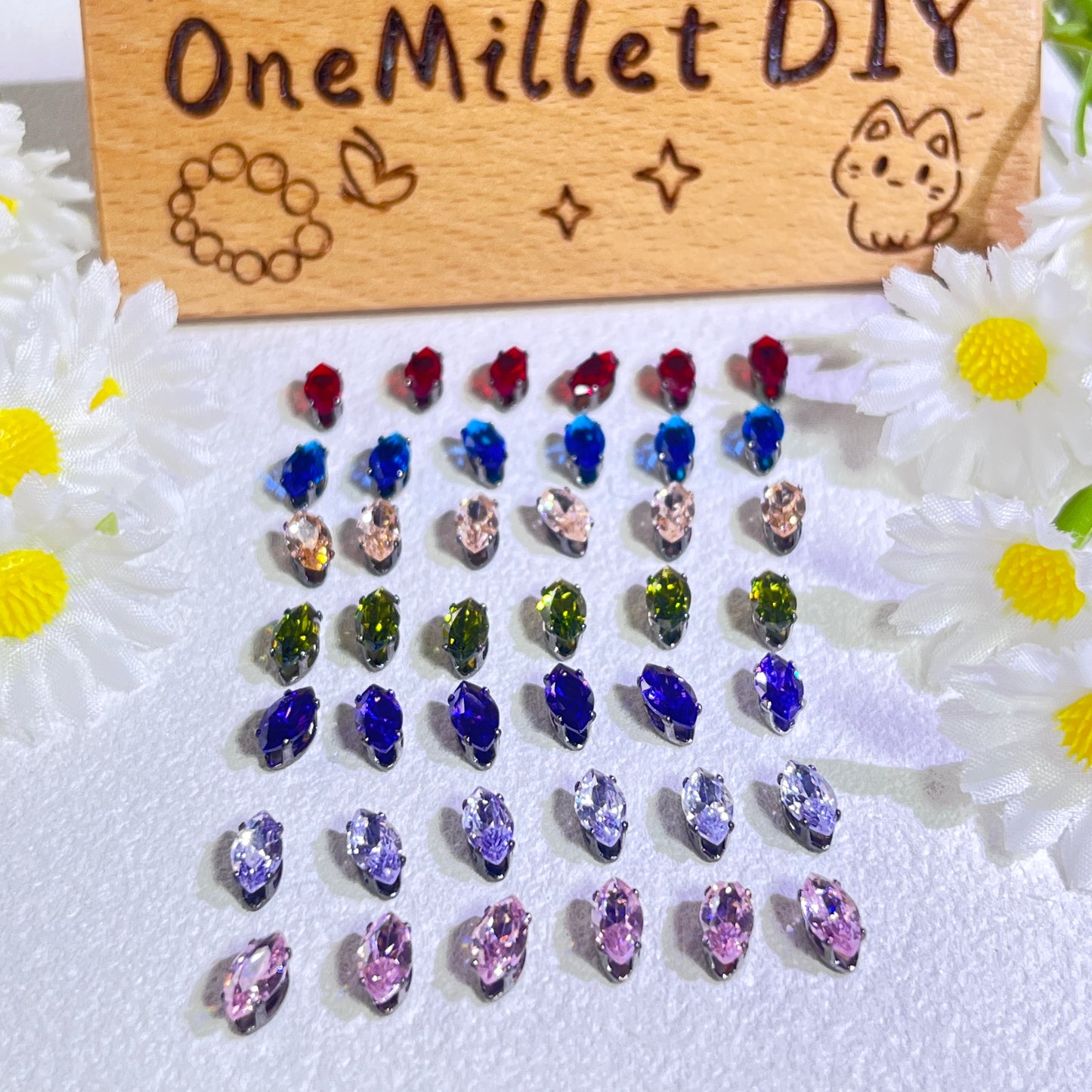 OneMillet Black-Base Marquise  Zirconia Stone 3×6mm