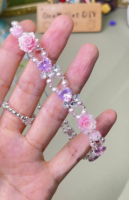 Pulsera de aguamarina y perla hecha a mano