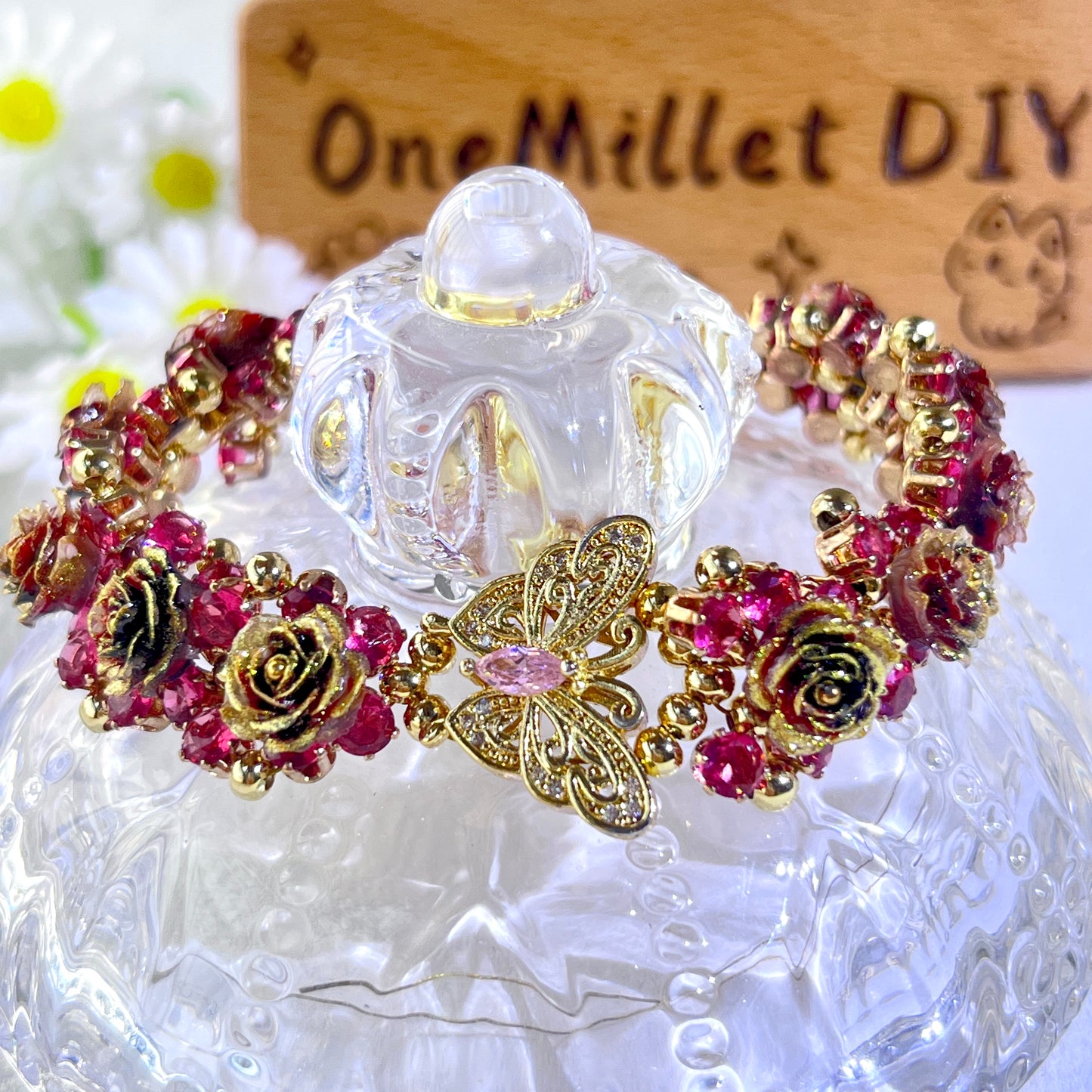 Pulsera de aguamarina y perla hecha a mano