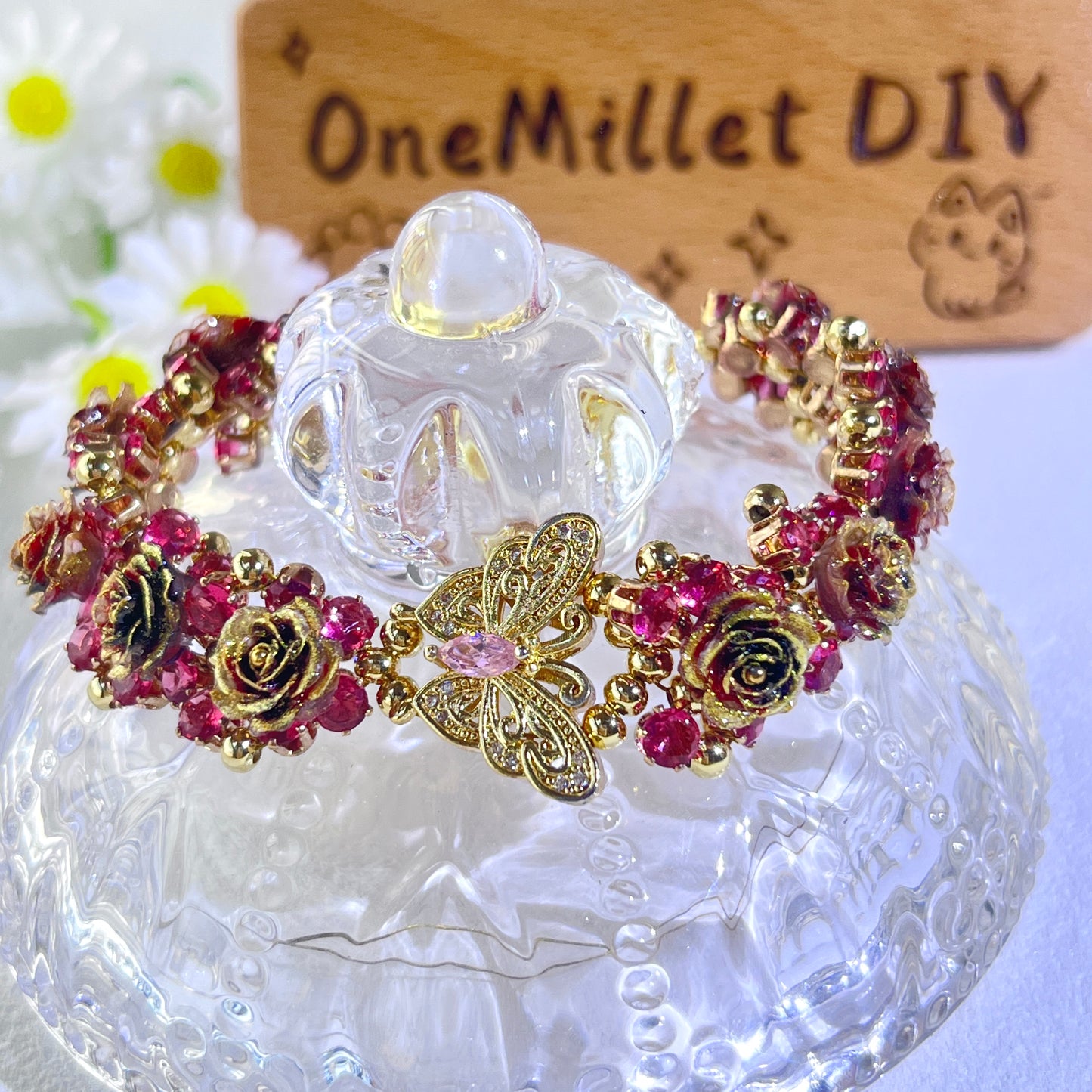 Pulsera de aguamarina y perla hecha a mano