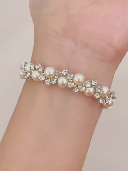 Pulsera de alta calidad hecha a mano con cristales checos y perlas