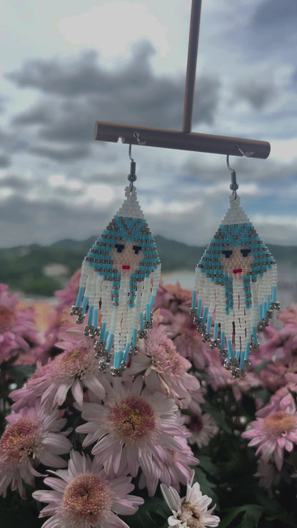 Egyptian Vintage Boho Earrings  Dangling Earrings Seed Bead Handmade Tassel Earrings