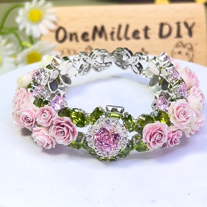 Pulsera de aguamarina y perla hecha a mano