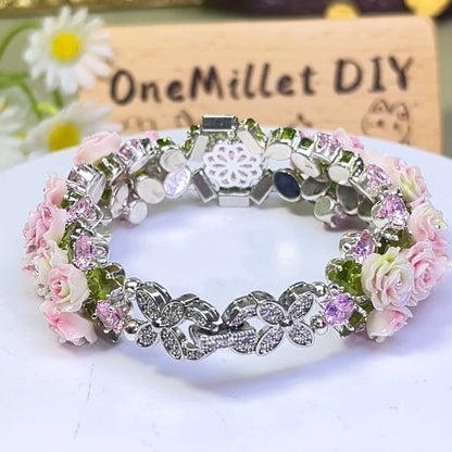 Pulsera de aguamarina y perla hecha a mano