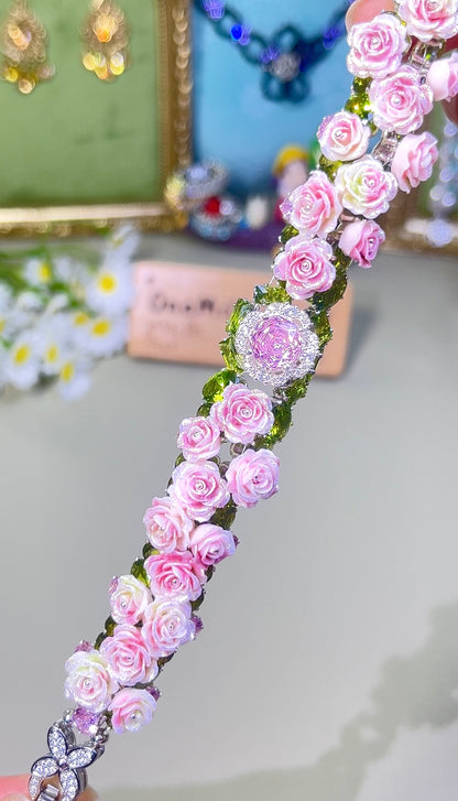 Pulsera de aguamarina y perla hecha a mano