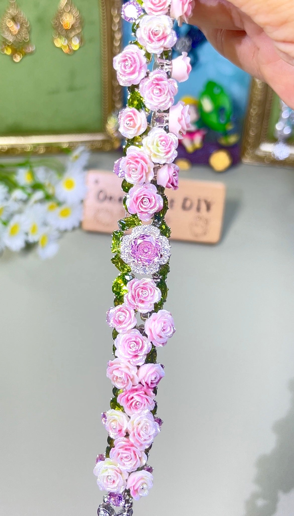 Pulsera de aguamarina y perla hecha a mano