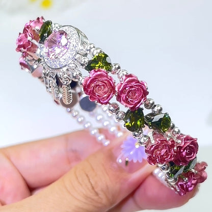 Pulsera de aguamarina y perla hecha a mano