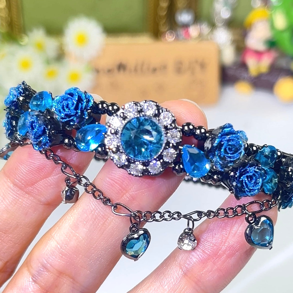 Pulsera de aguamarina y perla hecha a mano