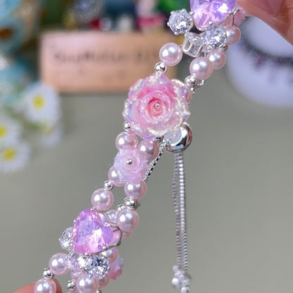 Pulsera de aguamarina y perla hecha a mano