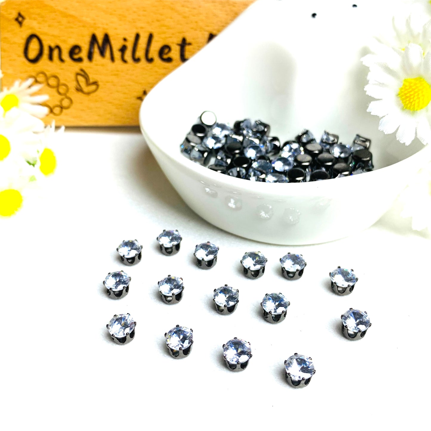 OneMillet Black-Base Round Zirconia Stone 5mm
