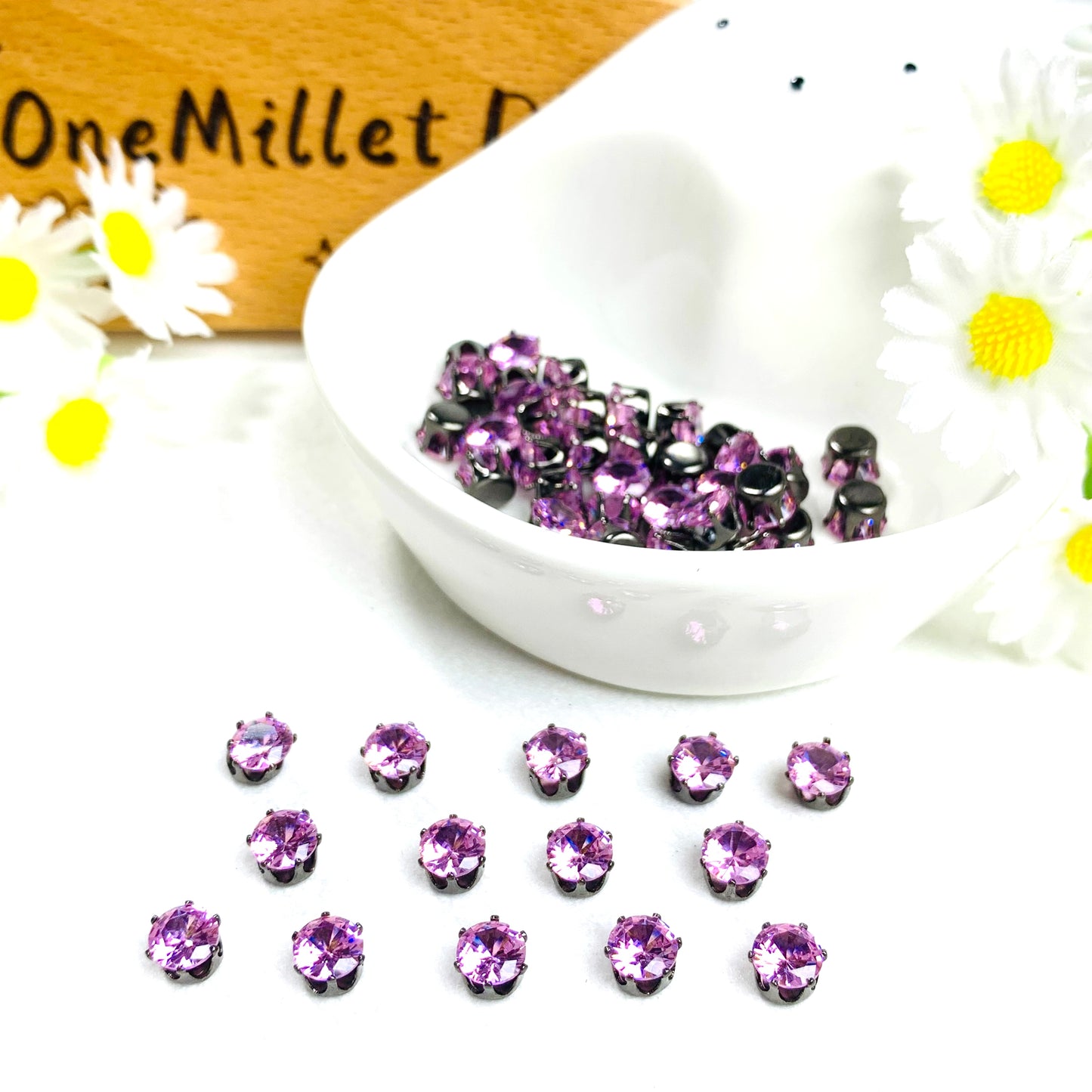 OneMillet Black-Base Round Zirconia Stone 5mm