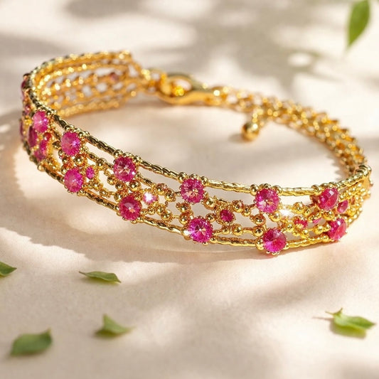 OneMillet Bracelet Kit-M370 Ruby Zircon Bracelet Handmade Jewelry Material DIY Kit