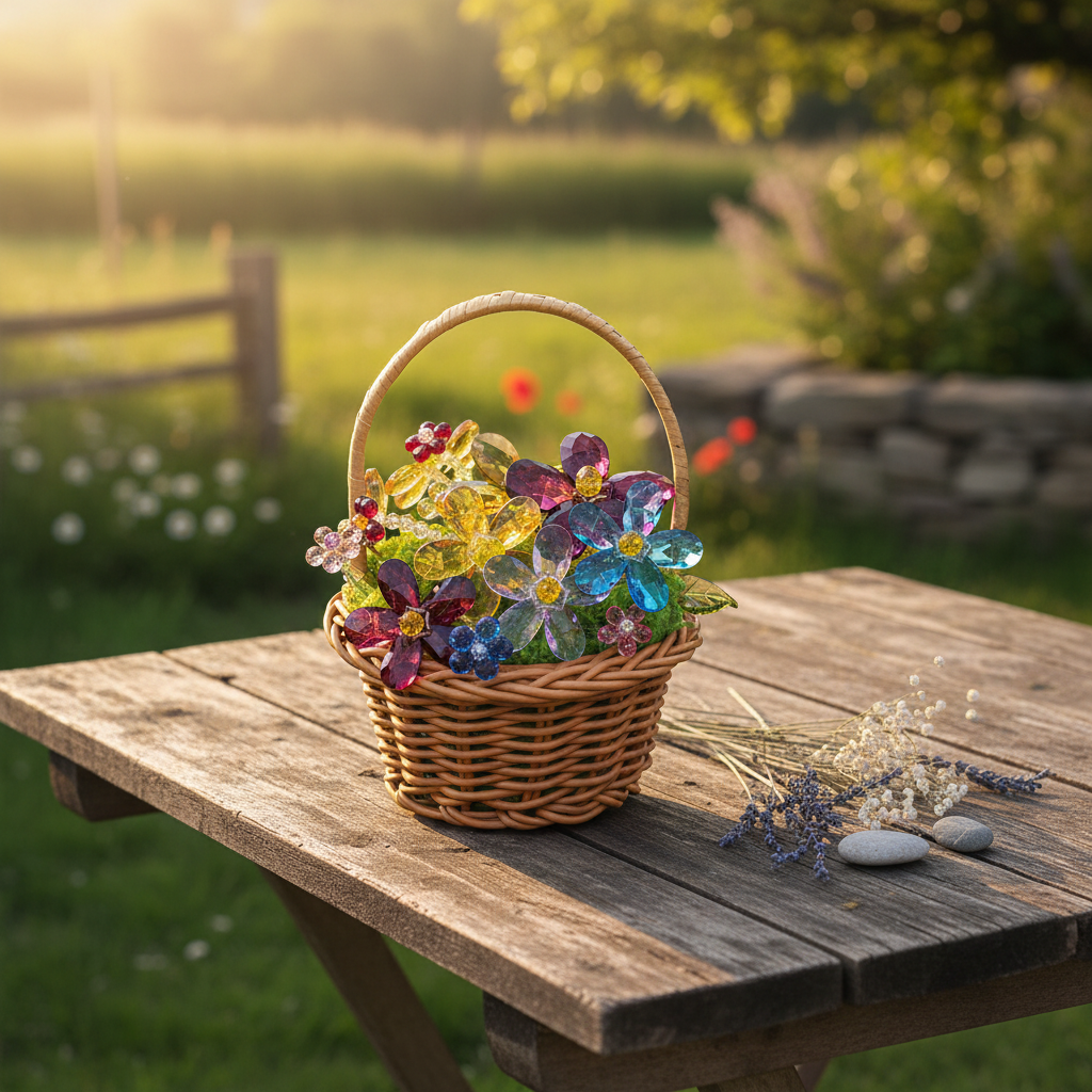 Rustic Countryside Crystal Basket