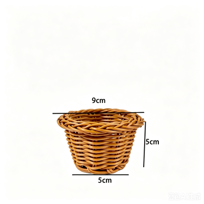 Mini Woven Baskets for Beaded Flowers, Tiny Flower Holders with Foam Insert & Free Grass Yarn