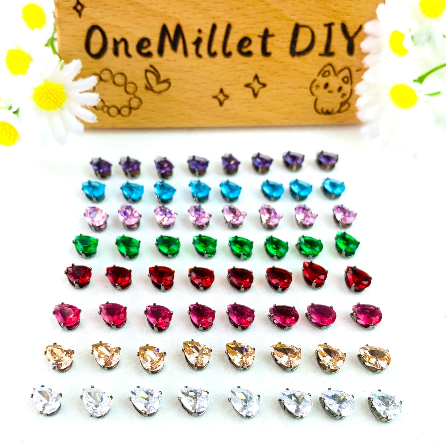 OneMillet Black-Base Teardrop  Zirconia Stone 4×6mm