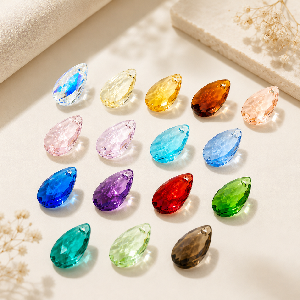 Medium Teardrop Crystal Beads for Handmade Flower Crafting