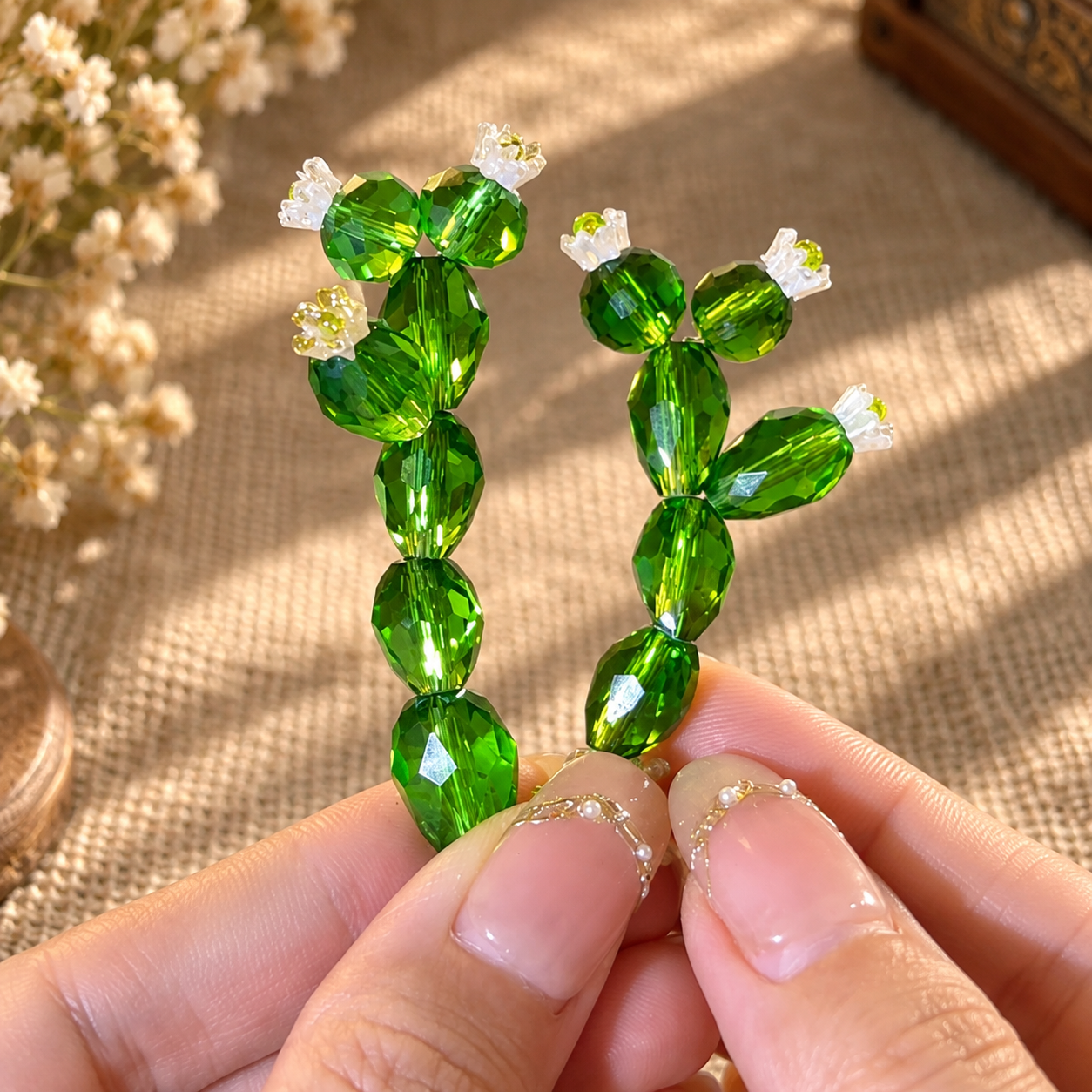 DIY Beaded Cactus Kit with Flower Pot Included, Crystal Cactus Potted Plant Craft Kit, Handmade Home Decor Gift
