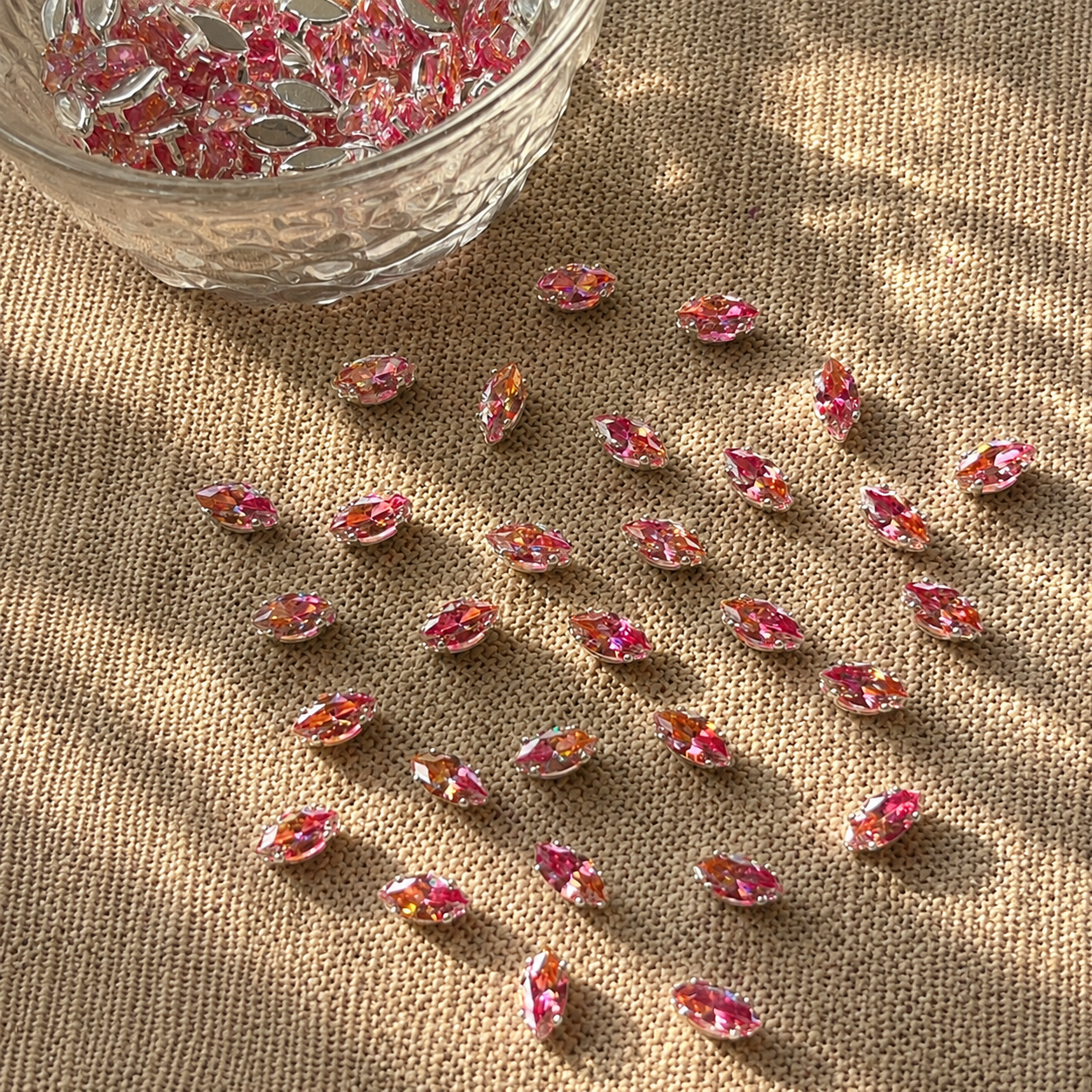 Two-Tone Yellow & Pink Marquise 5A Cubic Zirconia Beads Silver Plated 4*8mm