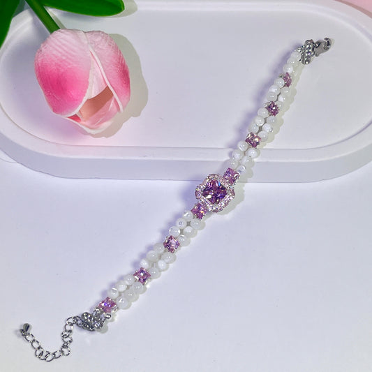 Handgefertigtes Perlen- und Aquamarinarmband