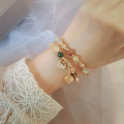 Armband aus Naturkristallperlen mit Charm-Armbändern, zierliches Freundschaftsarmband