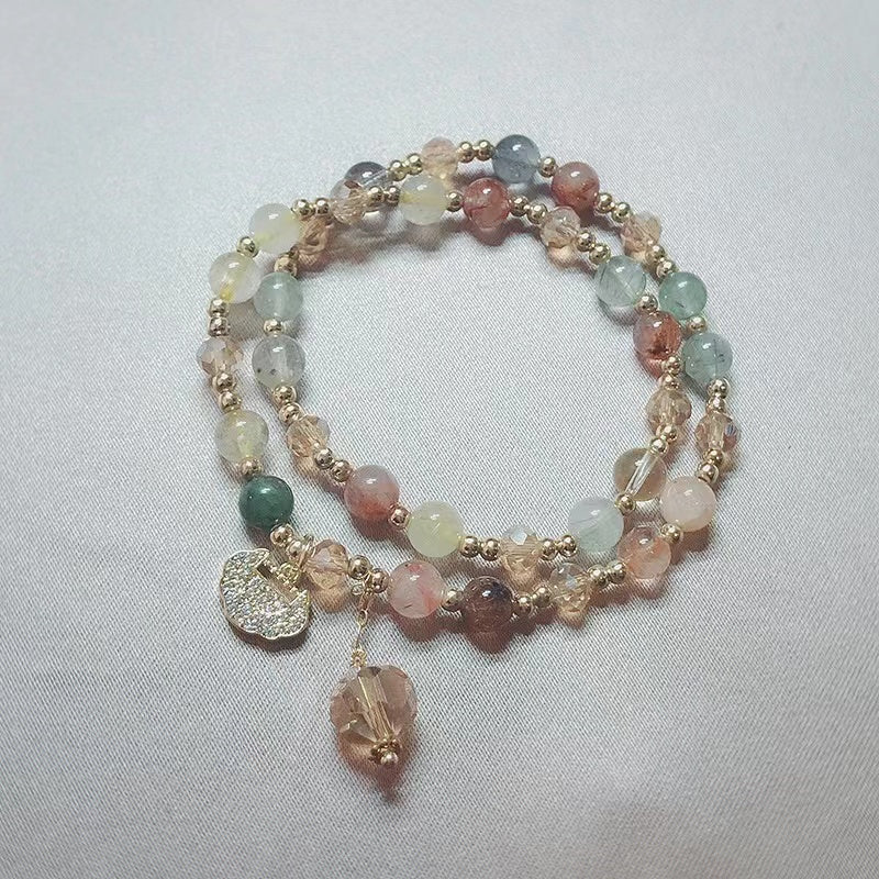 Armband aus Naturkristallperlen mit Charm-Armbändern, zierliches Freundschaftsarmband